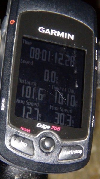 Garmin Edge 705 - showing 101.6 miles