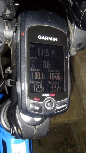 Garmin Edge 705 - showing 100.1 miles