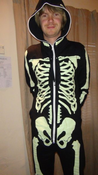 Black Skeleton Glow In The Dark All-In-One