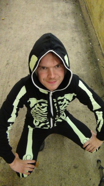 Black Skeleton Glow In The Dark All-In-One