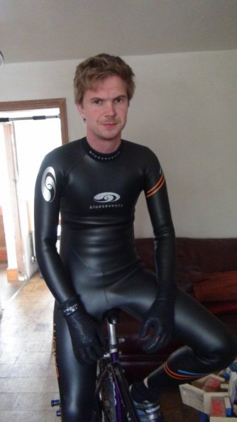 Wetsuited on the turbo trainer