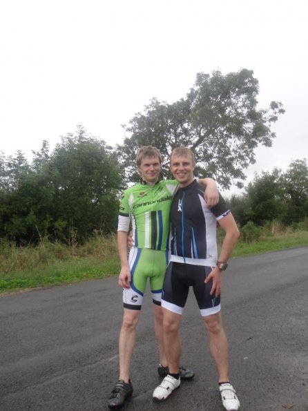 Tristan and myself in Lycra