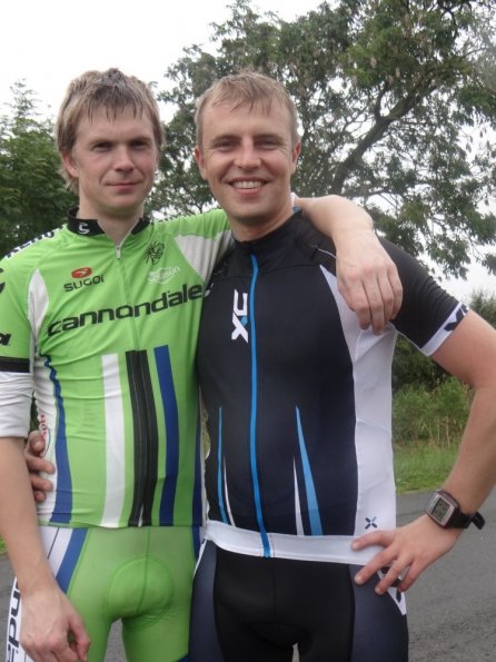 Tristan and myself in Lycra