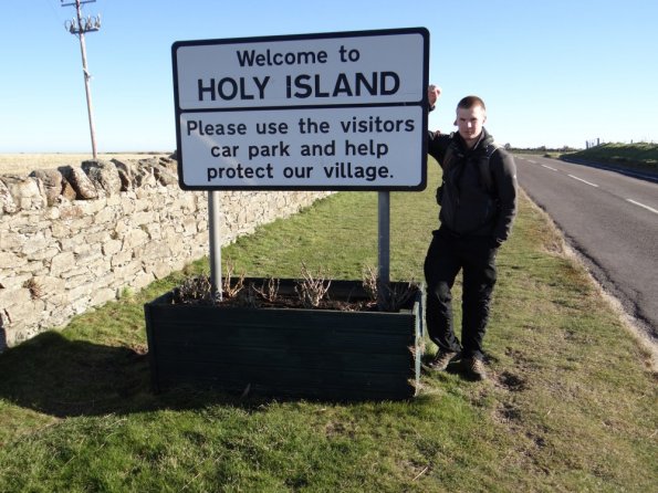 Welcome to Holy Island sign