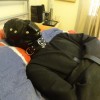 Totally helpless in the straitjacket!