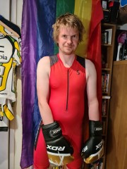 Synergy Red Trisuit and RDX Boxing Gloves
