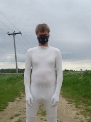 White Morphsuit + Regulation Rubber Bike Mask