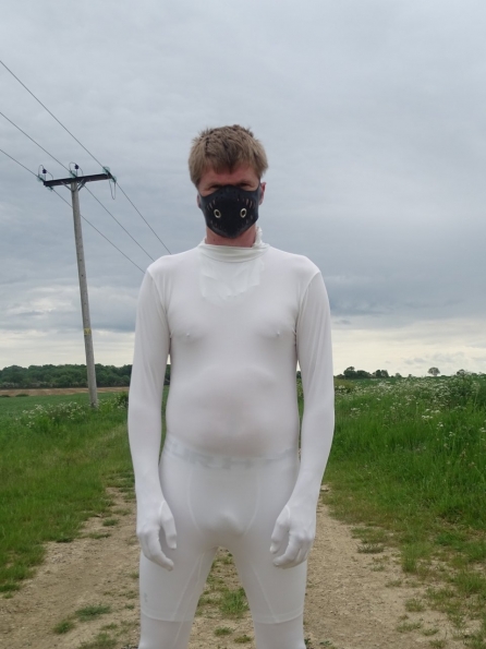 White Morphsuit + Regulation Rubber Bike Mask