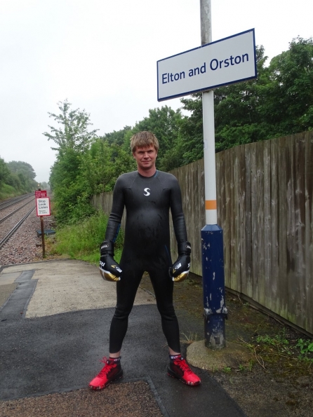 Wetsuit fun at railway station