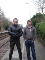 Straitjacket fun at railway station