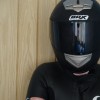 Black motorcycle helmet